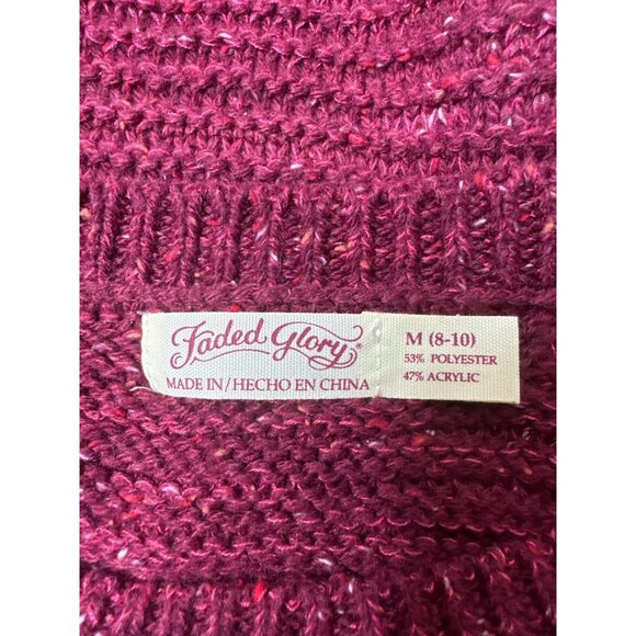 Faded Glory Womens Knit Sweater Medium Maroon Polyester & Acrylic - Picture 5 of 7